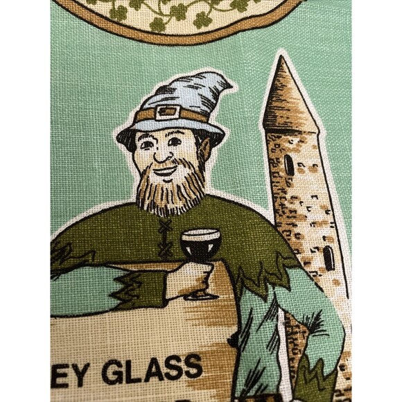 Fingal Irish Linen Irish Coffee Green Tea Towel Wall Hanging 19X30 In - Picture 10 of 12